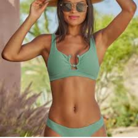 BECCA Other - NEW BECCA 'Line in the Sand' Bralette Bikini Top Size L Large Mineral Green $68